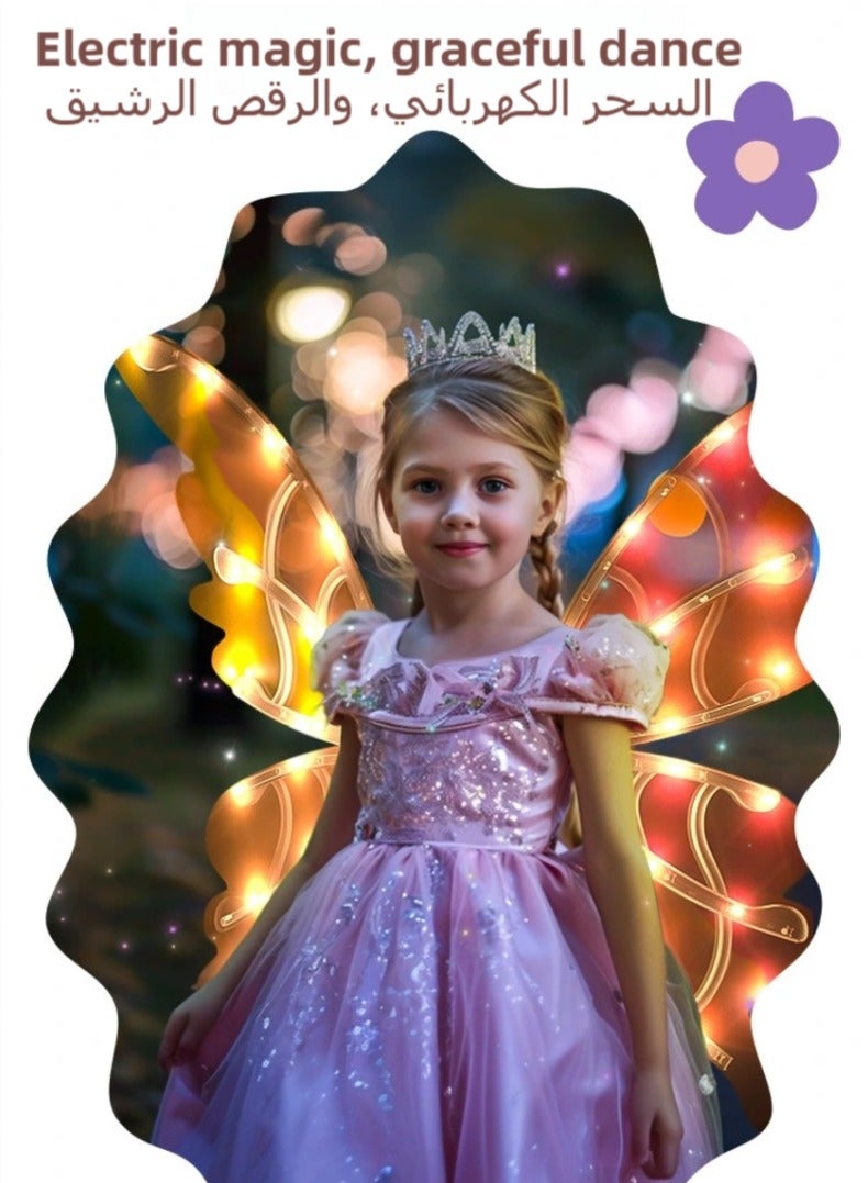 CALL PLAY Electric Fairy Wings for Girls, Light Up Moving Butterfly Wings with LED Lights and Music,Toy for Kids as  Valentine Birthday Eid Party Costume Princess Cosplay Dress Up Gift  - Image 2