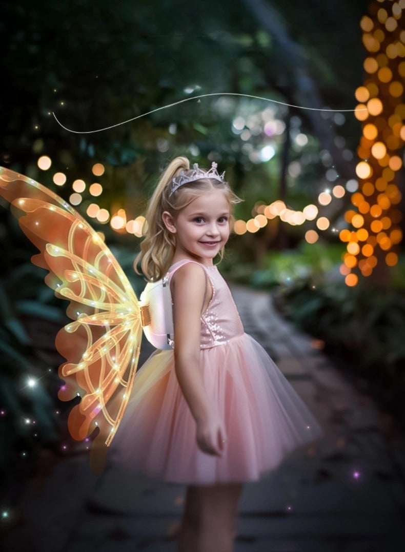 CALL PLAY Electric Fairy Wings for Girls, Light Up Moving Butterfly Wings with LED Lights and Music,Toy for Kids as  Valentine Birthday Eid Party Costume Princess Cosplay Dress Up Gift  - Image 3