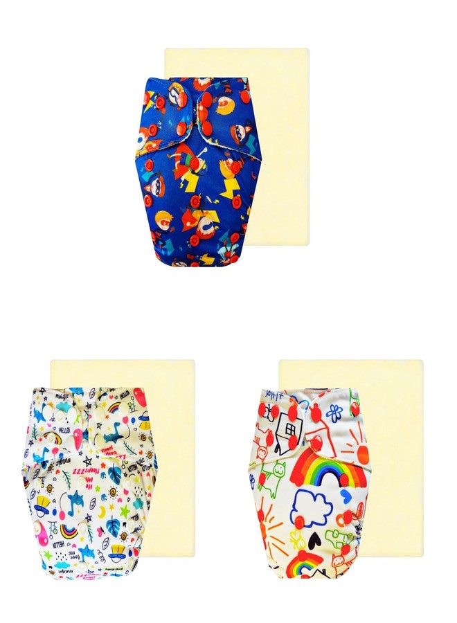 Dumbledo Elite Cloth Diaperwith Magical Soaker (Pack of 3) | Hypoallergenic | 6-Layer Absorbent Pad | Adjustable Snaps | Trusted by Moms | 3 Months - 3 Years | Unisex Baby - Image 1