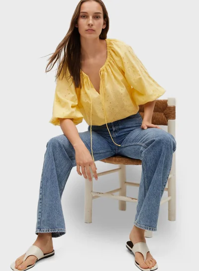 MANGO Balloon Sleeve Top