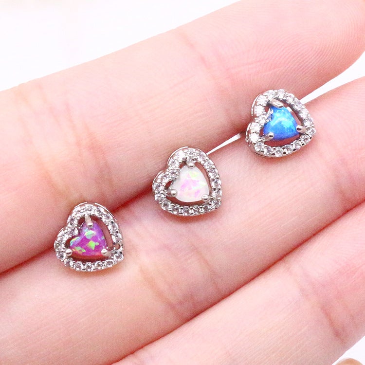 Gaibei Heart-Shaped Ear Nail Aobao Ear Nail Shiny Zircon Ear Nail Earrings Earrings - Image 5