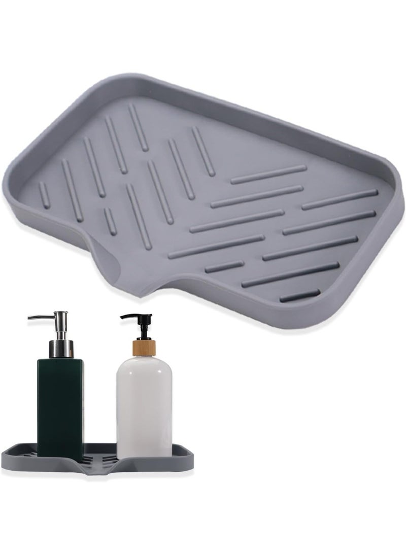 موثوقية التنبؤ طبق صابون من السيليكون للحمام مع فوهة تصريف، صينية صابون المطبخ مع تصريف، طبق حوض ذاتي التصريف، حامل اسفنجة، منظم لموزع زجاجات التنظيف - Image 1