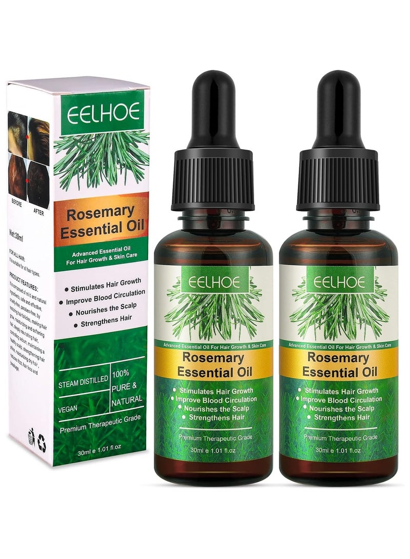 EELHOE Organic Rosemary Essential Oil for Hair Growth, Hair Loss Treatment, Scalp Nourishment, Stimulating Hair Growth, Improving Scalp Circulation, Relieving Itching, Dry Scalp Treatment for Unisex, 2 Pieces - Image 1