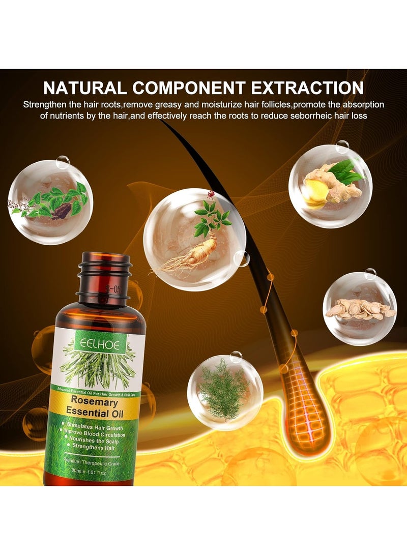 EELHOE Organic Rosemary Essential Oil for Hair Growth, Hair Loss Treatment, Scalp Nourishment, Stimulating Hair Growth, Improving Scalp Circulation, Relieving Itching, Dry Scalp Treatment for Unisex, 2 Pieces - Image 2