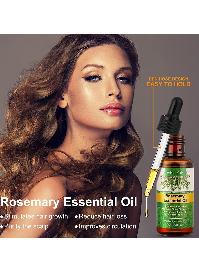EELHOE Organic Rosemary Essential Oil for Hair Growth, Hair Loss Treatment, Scalp Nourishment, Stimulating Hair Growth, Improving Scalp Circulation, Relieving Itching, Dry Scalp Treatment for Unisex, 2 Pieces - Image 3