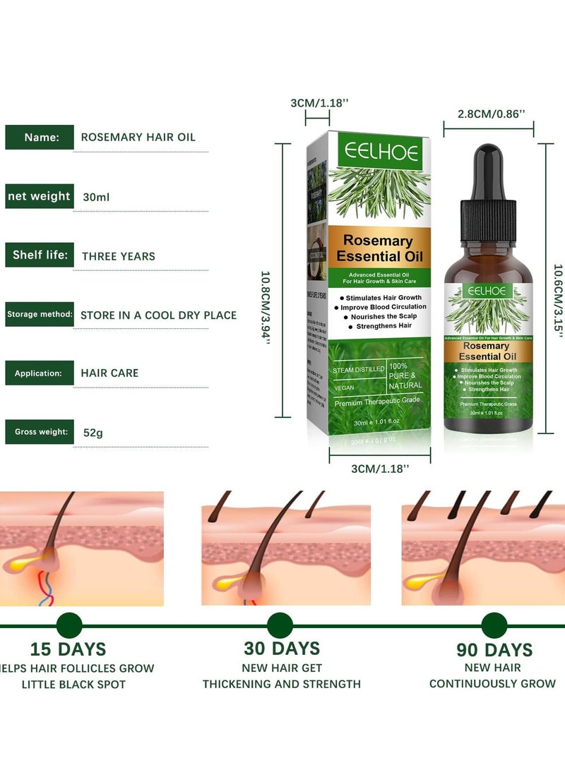 إيلهو زيت روزماري للشعر وفروة الرأس العطري الطبيعي بنسبة 100% لنمو الشعر وتعزيز نمو الصحي وتحفيز من قطعتين - Image 4