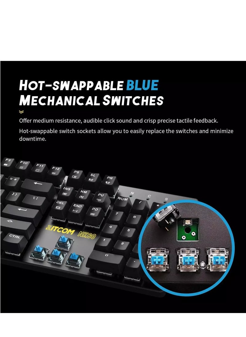 VSP - VM03 Gaming Mechanical Keyboard - Hot Swappable Blue Switch (Outemu) - Aluminum Alloy Frame - Rainbow LED - Image 1