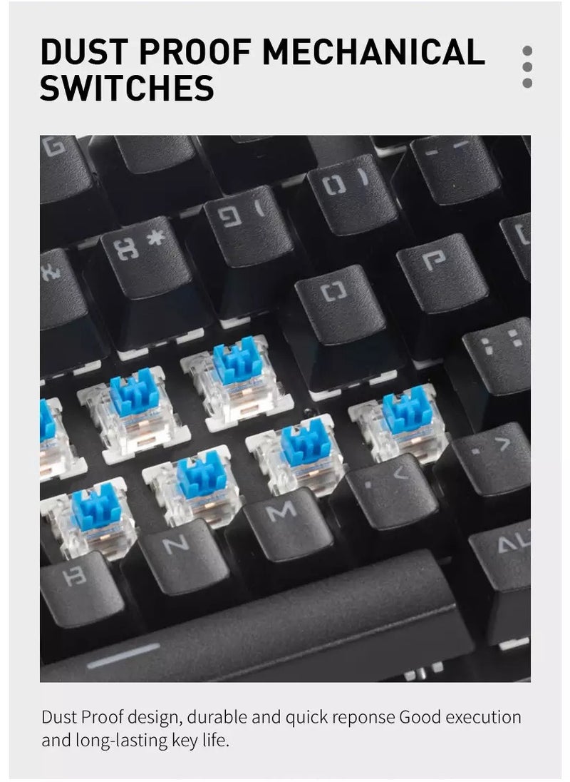 VSP - VM03 Gaming Mechanical Keyboard - Hot Swappable Blue Switch (Outemu) - Aluminum Alloy Frame - Rainbow LED - Image 1