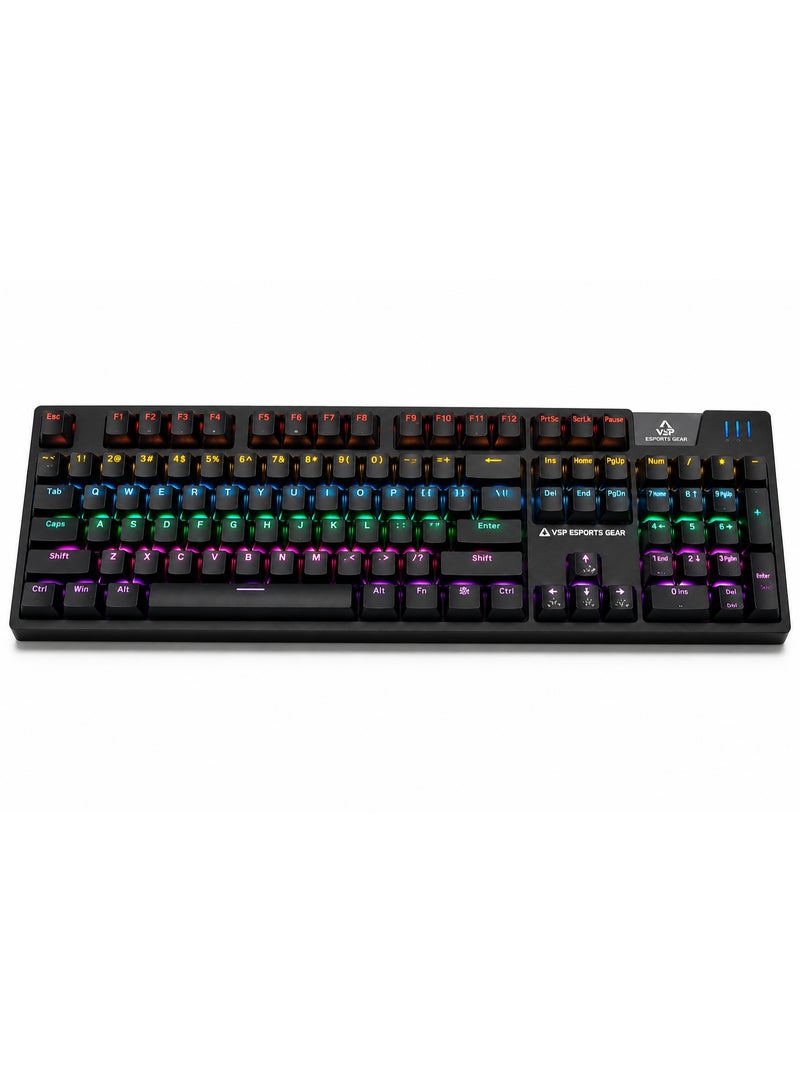 VSP VM03 Gaming Mechanical Keyboard – Hot Swappable Blue Switches (Outemu) – Aluminum Alloy Frame – Rainbow LED Backlit – Anti-Ghosting Mechanical Gaming Keyboard - Image 2