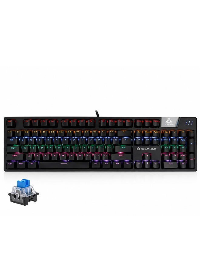VSP VM03 Gaming Mechanical Keyboard – Hot Swappable Blue Switches (Outemu) – Aluminum Alloy Frame – Rainbow LED Backlit – Anti-Ghosting Mechanical Gaming Keyboard - Image 1