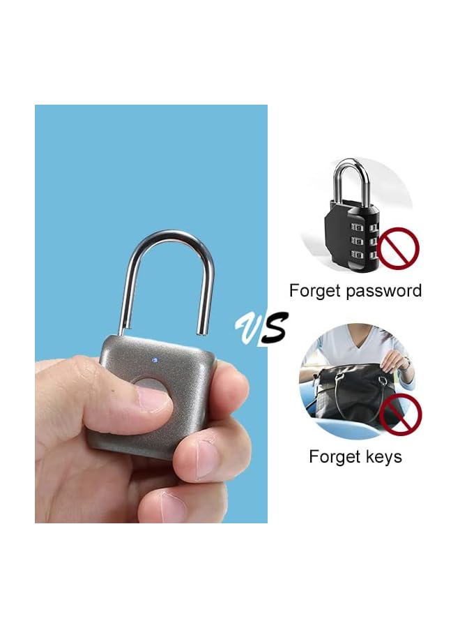 PROMASS PROMASS Fingerprint Padlock PROMASS Combination Lock - Keyless Locker Lock for School Locker Backpack Suitcase Luggage: Gray Metal Gym Padlock  - Image 2