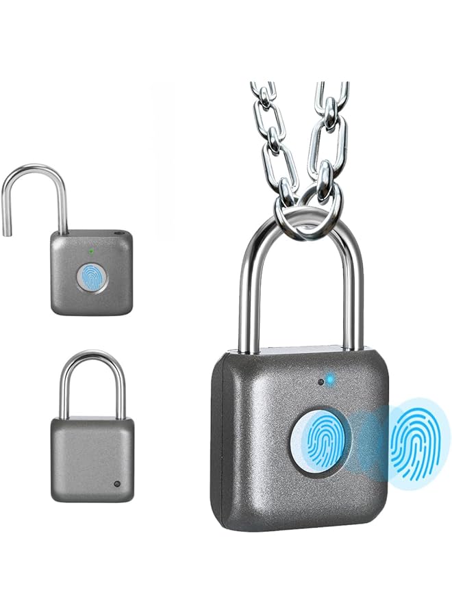 PROMASS PROMASS Fingerprint Padlock PROMASS Combination Lock - Keyless Locker Lock for School Locker Backpack Suitcase Luggage: Gray Metal Gym Padlock  - Image 1