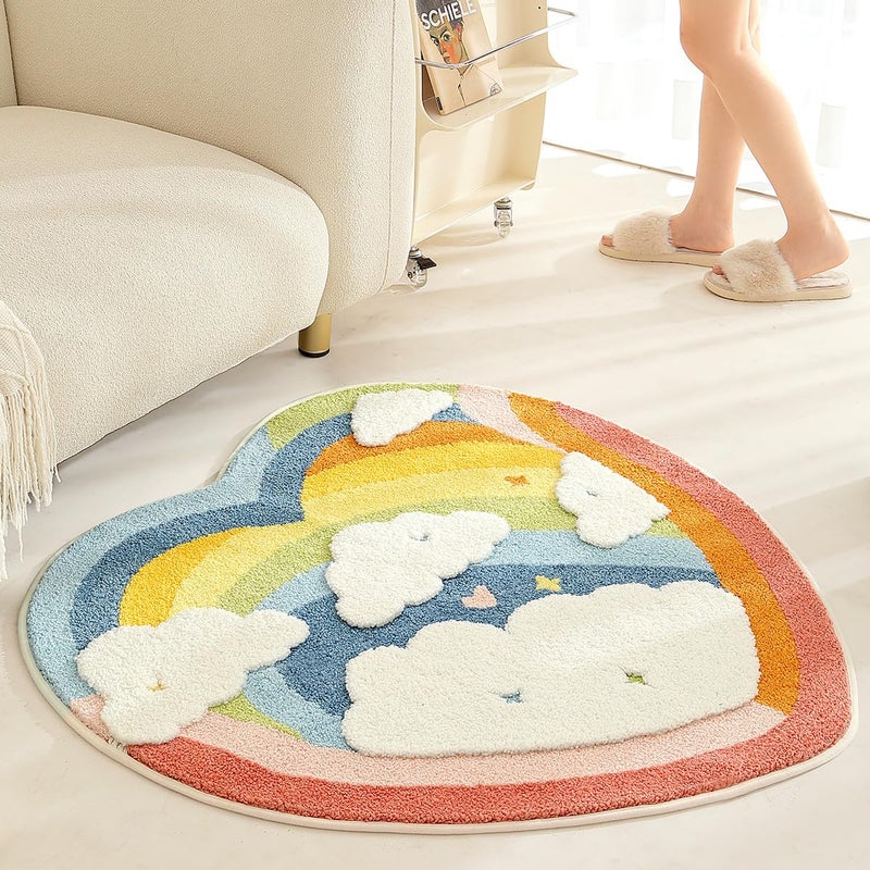 Molesun 3.3' x 3.3' Round Shape Carpet Cute Floor Mat, Microfiber Mat Super Soft Shaggy Non Slip Area Rug for Living Room, Bedroom and Kids Play Room, Heart - Image 2