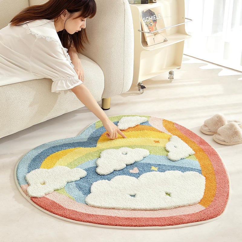 Molesun 3.3' x 3.3' Round Shape Carpet Cute Floor Mat, Microfiber Mat Super Soft Shaggy Non Slip Area Rug for Living Room, Bedroom and Kids Play Room, Heart - Image 1