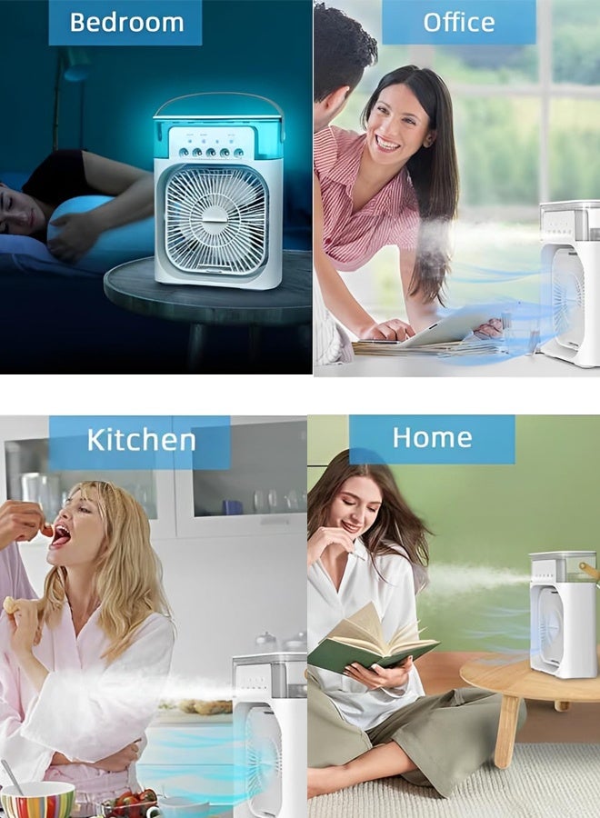 Portable Misting Fan 3-Speed with 5 Nozzles, 600mL Tank & LED Lights, USB Timer for Outdoor Cooling, Camping, Patio,White  - Image 5