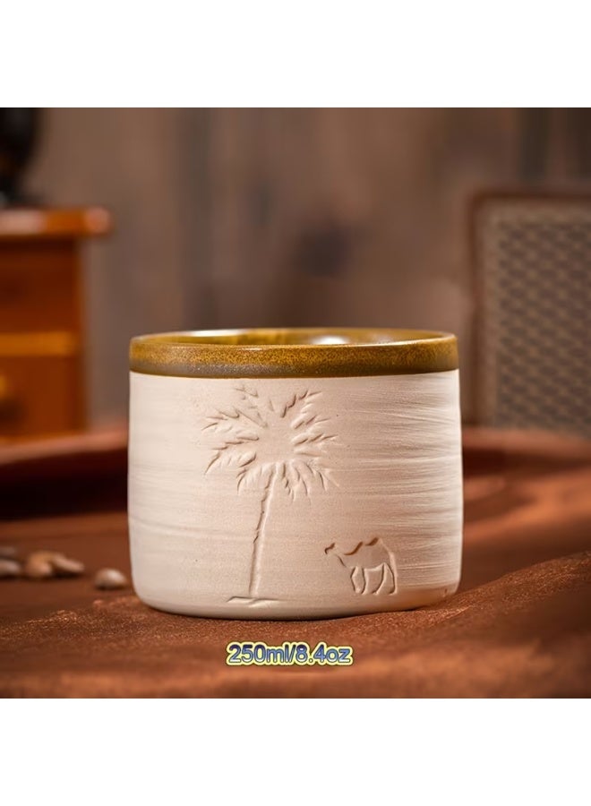 Qahwa Desert Palm Tree and Camel Pattern Ceramic Coffee Mug, Reusable, Hand Wash Only, Perfect for Family Gatherings and Special Occasions, Desert Theme Gift, Desert Coffee Mug | Desert Theme Decor | Ceramic Mug, Back to School Coffee Mug - Image 4
