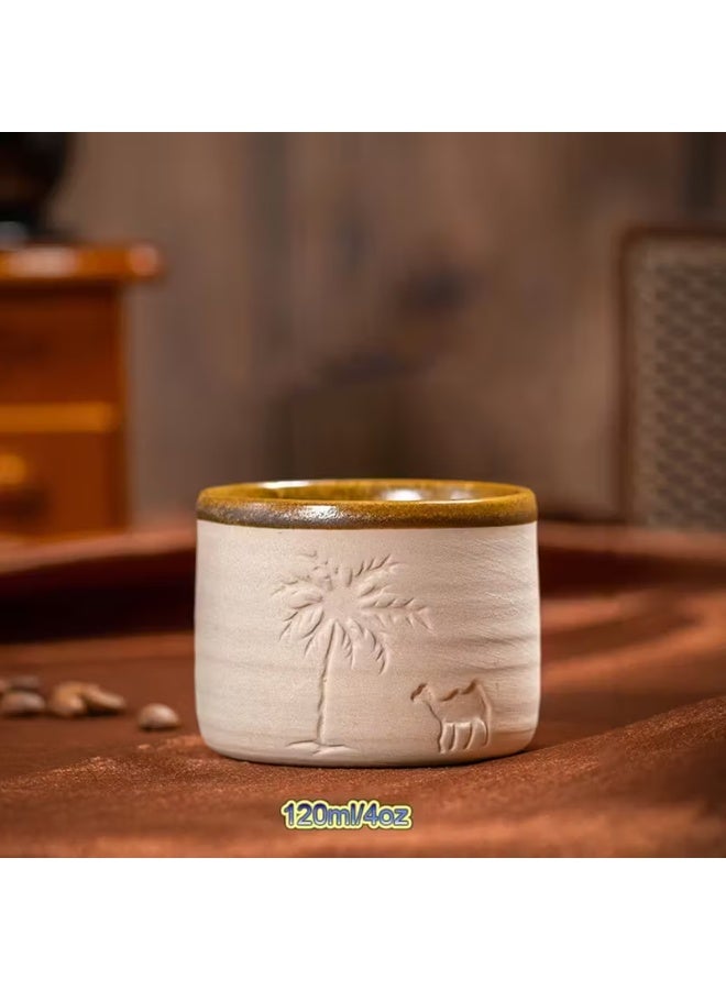 Qahwa Desert Palm Tree and Camel Pattern Ceramic Coffee Mug, Reusable, Hand Wash Only, Perfect for Family Gatherings and Special Occasions, Desert Theme Gift, Desert Coffee Mug | Desert Theme Decor | Ceramic Mug, Back to School Coffee Mug - Image 5