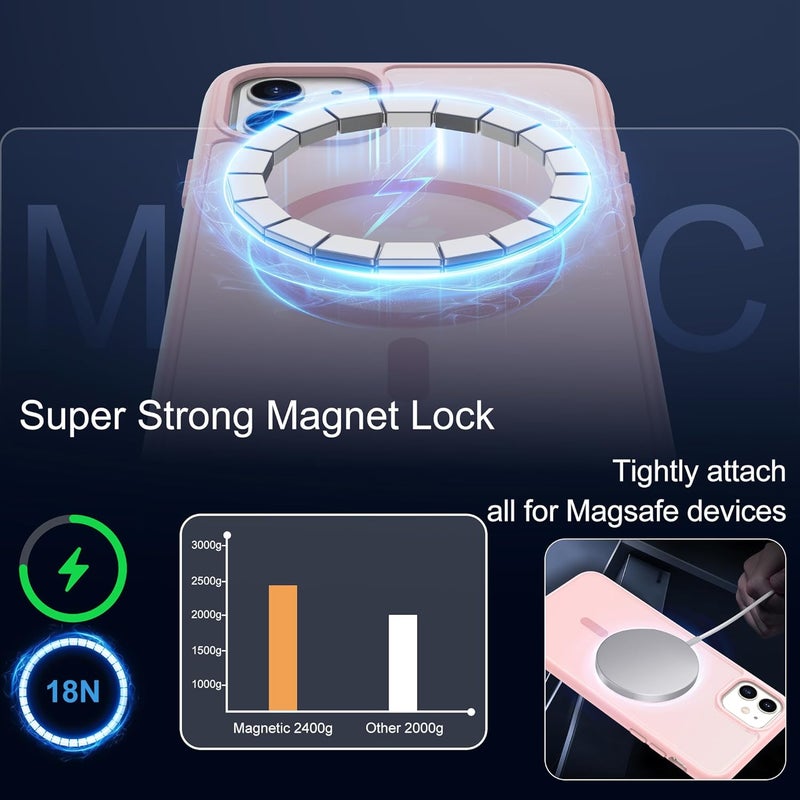 حافظة مغناطيسية من Pilaru لأجهزة Samsung S25 Ultra [متوافقة مع MagSafe]، تحتوي على واقي شاشة مزدوج؛ مقاومة لتغير لون الشاشة والبصمات، مقاومة للصدمات، مريحة للجلد، بتصميم نحيف وشفاف، لون وردي. - Image 4