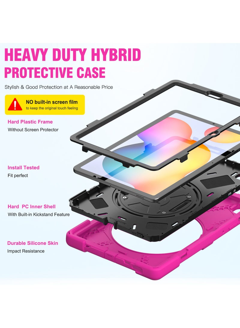 Rock Pow Case For Samsung Galaxy Tab S6 Lite 10.4 Inch Case 2024/2022/2020 (SM-P620/P610/P613/P615/P619) Silicone Case with 360 Rotating Kickstand Handle Grip S Pen Holder Cover for S6 Lite 10.4 inch - Image 3