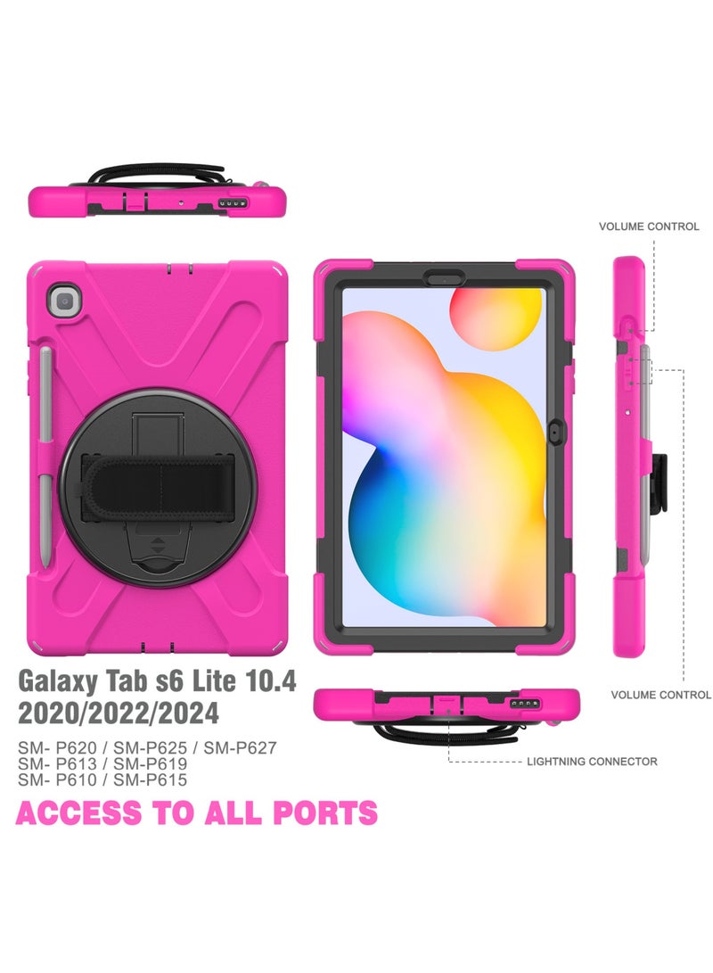 Rock Pow Case For Samsung Galaxy Tab S6 Lite 10.4 Inch Case 2024/2022/2020 (SM-P620/P610/P613/P615/P619) Silicone Case with 360 Rotating Kickstand Handle Grip S Pen Holder Cover for S6 Lite 10.4 inch - Image 2