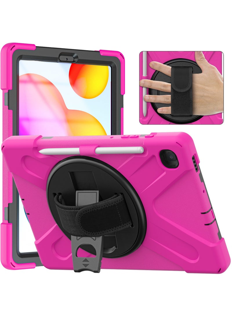 Rock Pow Case For Samsung Galaxy Tab S6 Lite 10.4 Inch Case 2024/2022/2020 (SM-P620/P610/P613/P615/P619) Silicone Case with 360 Rotating Kickstand Handle Grip S Pen Holder Cover for S6 Lite 10.4 inch - Image 1