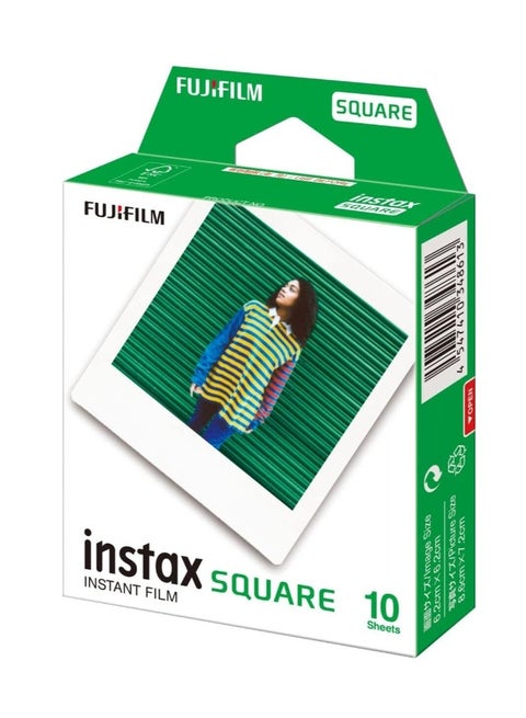 Fujifilm Instax Square, Instant Film,10 Shot Pack Square 10 Film White