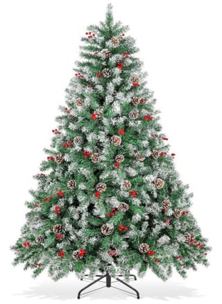 240cm Snowy Artificial Christmas Tree, Snow Flocked Artificial Trees with Pine Cones Berries Pre-Decorated, 1200 Frosted Branch Tip - pzsku/ZFD3290E9BDE9188ACF83Z/45/_/1729581418/d3292601-24f4-4a6c-b8ac-61e993f7b0e2