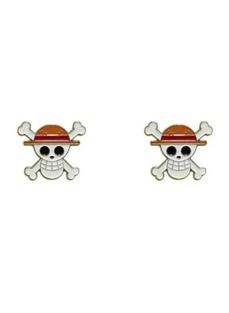Anime Monkey D Luffy Skull Strawhat Pirates Cartoon Metal Badge Sticker Collectible for Mobile phone Car Laptop 2 pcs