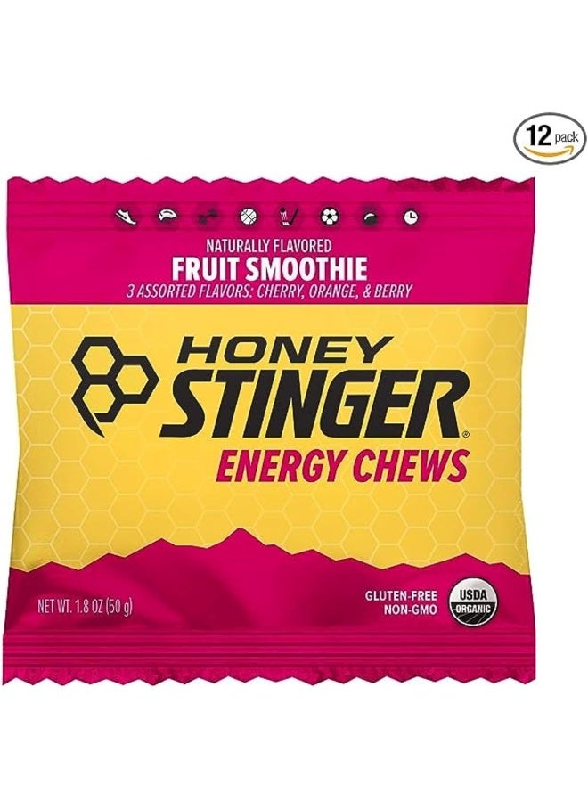 Honey Stinger طاقة مضغ سموزي الفواكه العضوية خالية من الغلوتين والكافيين للتمارين، الجري والرياضات الأداء، تغذية رياضية للمنزل والصالة الرياضية، 12 عبوة، 21.6 أونصة - Image 2