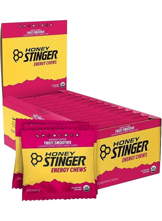 Honey Stinger طاقة مضغ سموزي الفواكه العضوية خالية من الغلوتين والكافيين للتمارين، الجري والرياضات الأداء، تغذية رياضية للمنزل والصالة الرياضية، 12 عبوة، 21.6 أونصة - Image 1