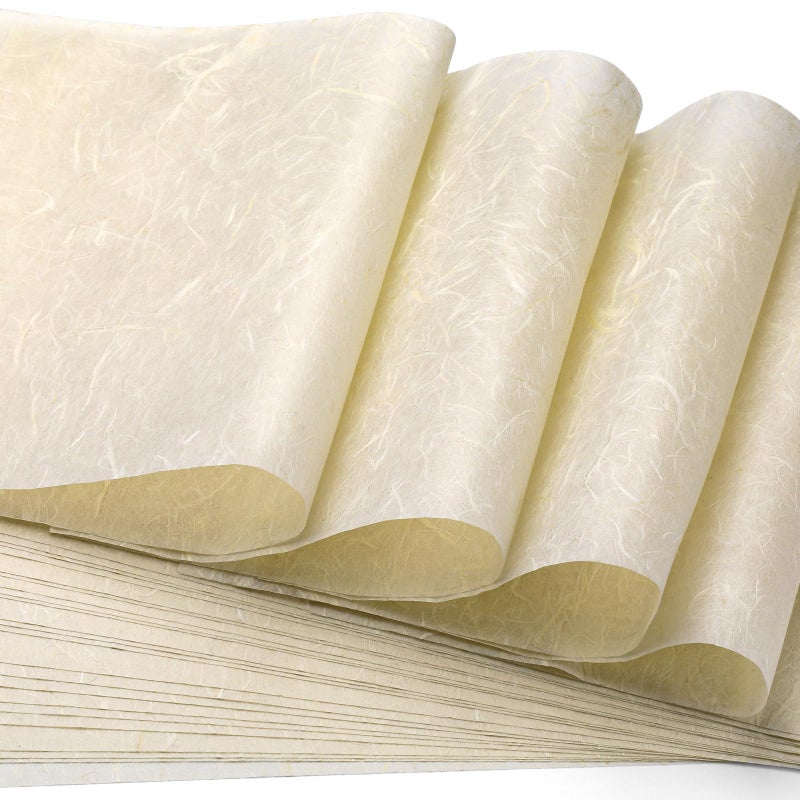 GarfxG Rice Paper for Decoupage Natural A4 Mulberry Paper 20 Sheets for Writing, Painting, Printing, Decorative, Card Making, Art Crafts DIY Gift Wrap -Ivory Color - Image 1