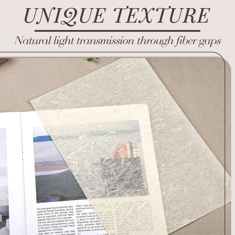 GarfxG Rice Paper for Decoupage Natural A4 Mulberry Paper 20 Sheets for Writing, Painting, Printing, Decorative, Card Making, Art Crafts DIY Gift Wrap -Ivory Color - Image 4