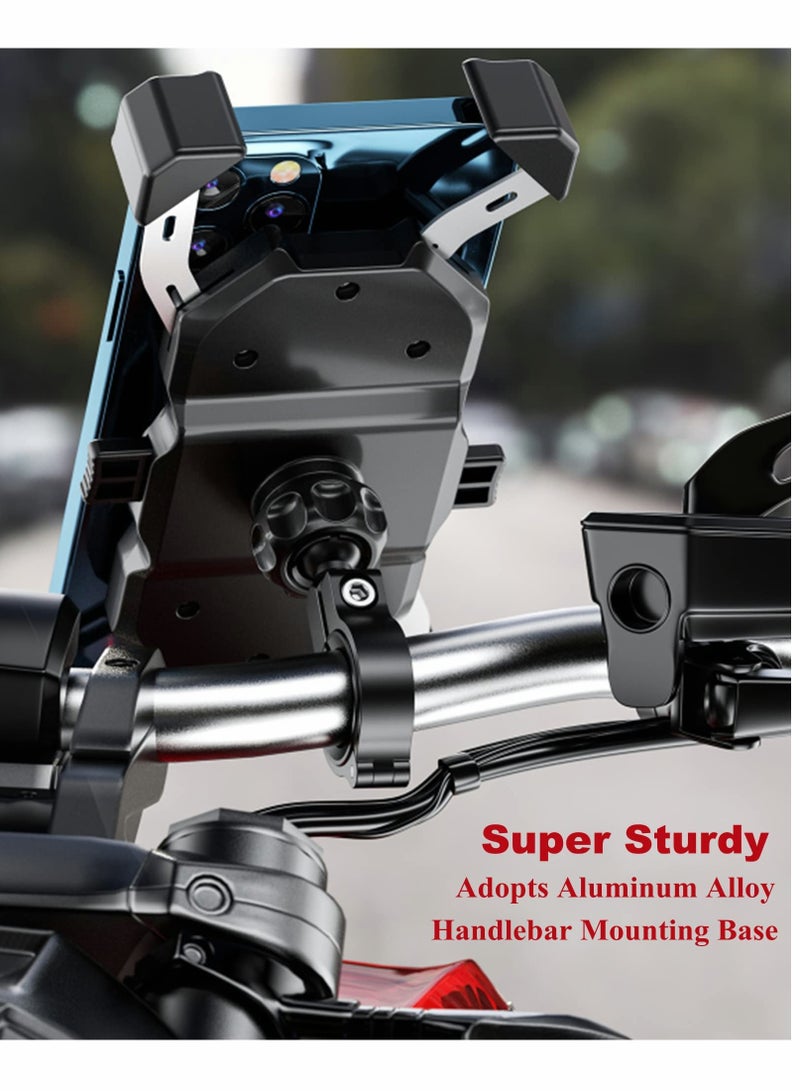 SOLARAE Motorcycle Phone Mount, One-Touch Lock & Quick Release Handlebar Holder, Compatible with 4''-6.9'' iPhones & Samsung, Ideal for ATV, Bicycle, and Scooter Use. - Image 2