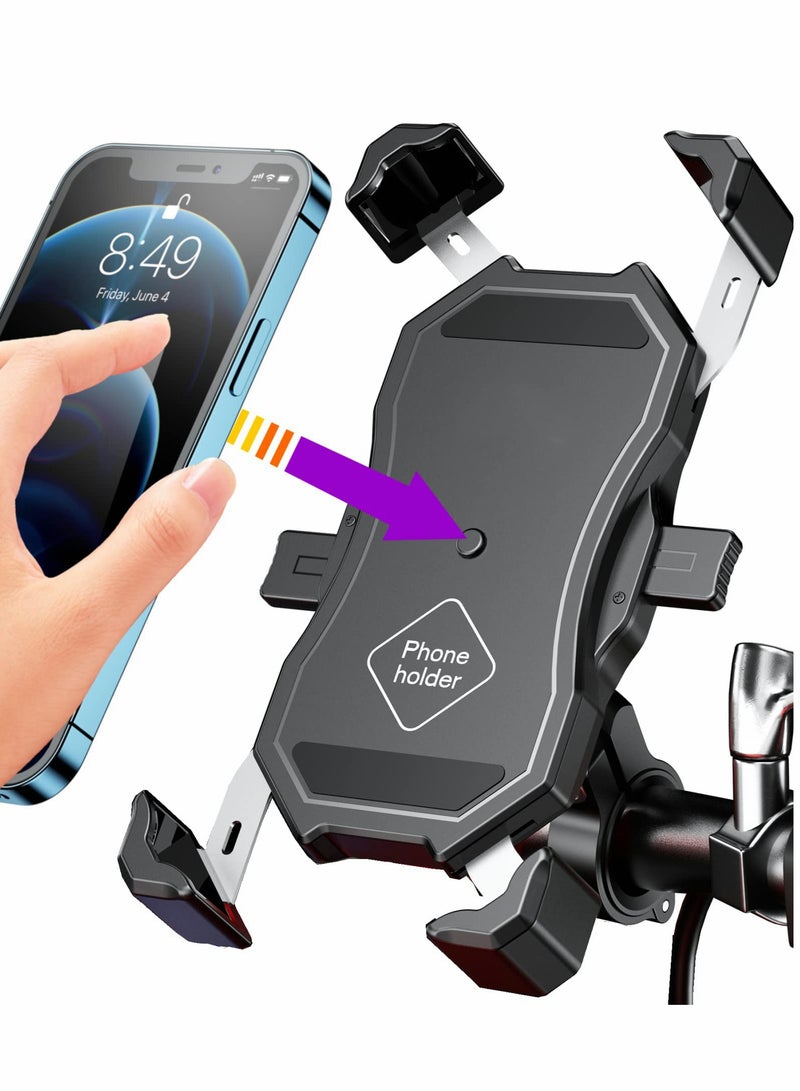SOLARAE Motorcycle Phone Mount, One-Touch Lock & Quick Release Handlebar Holder, Compatible with 4''-6.9'' iPhones & Samsung, Ideal for ATV, Bicycle, and Scooter Use. - Image 1