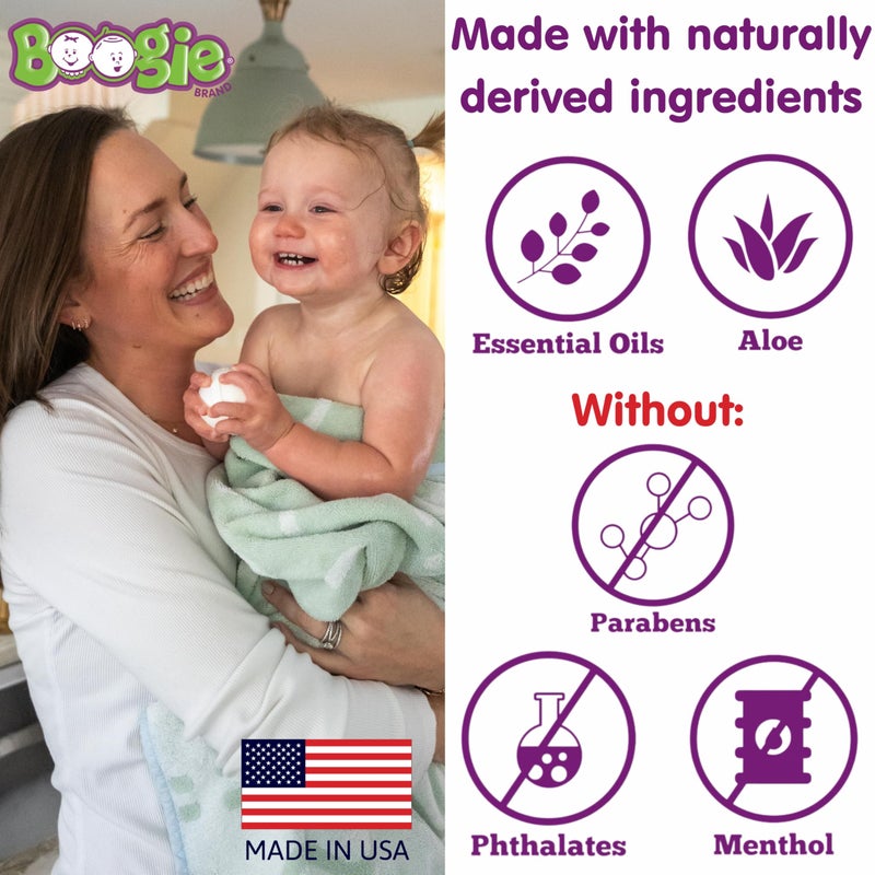 Boogie Wipes قنابل استحمام بوغي كيدز، مهدئة، مستخلصة طبيعياً، مصنوعة من الألوة وفواحات مهدئة، يوكاليبتوس، 3 قنابل استحمام، 2.8 أونصة، عبوة من 1 - Image 3