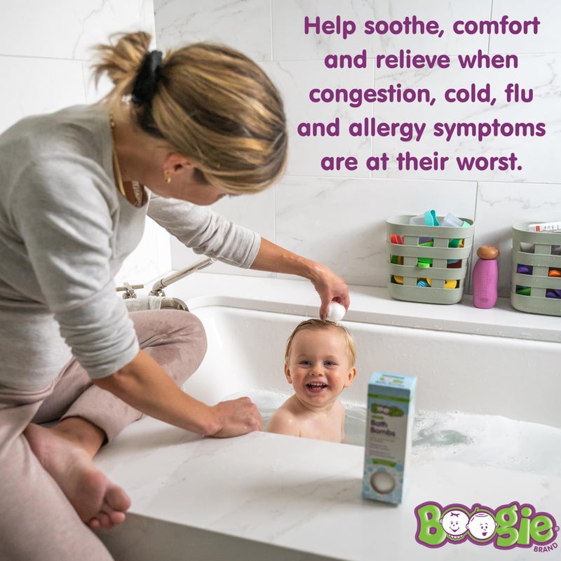 Boogie Wipes قنابل استحمام بوغي كيدز، مهدئة، مستخلصة طبيعياً، مصنوعة من الألوة وفواحات مهدئة، يوكاليبتوس، 3 قنابل استحمام، 2.8 أونصة، عبوة من 1 - Image 2