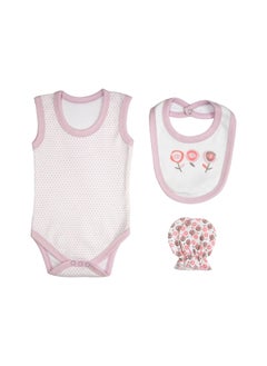 Babies Basic 7 Piece Unisex 100% Cotton Gift Set Include Bib, Blanket, Mitten, Cap, Romper, Top And Bottom Set, Light Mouve  - Image 5