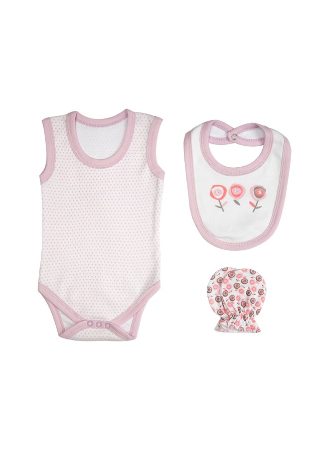 Babies Basic 7 Piece Unisex 100% Cotton Gift Set Include Bib, Blanket, Mitten, Cap, Romper, Top And Bottom Set, Light Mouve  - Image 5