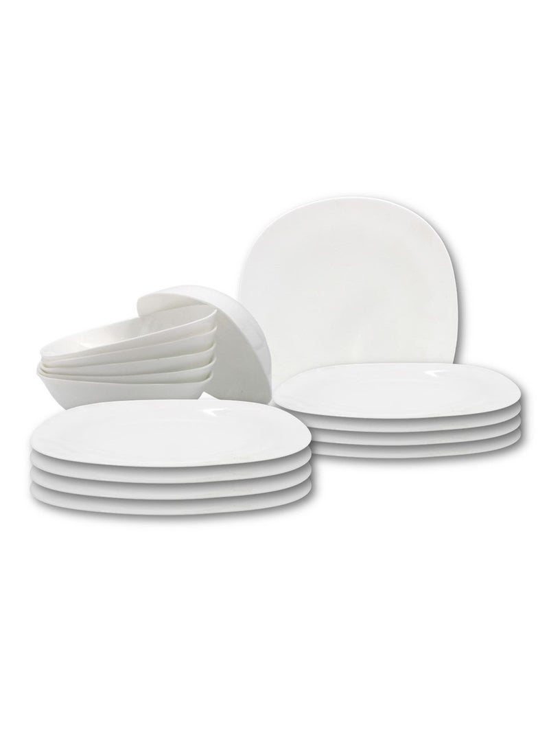 Melrich - Melrich 12 Peice Opal ware Dinner set Dishwahser Safe Microwave safe Dinner plate Dessert Plate Bowls BPA Free Easy to Clean - Image 1