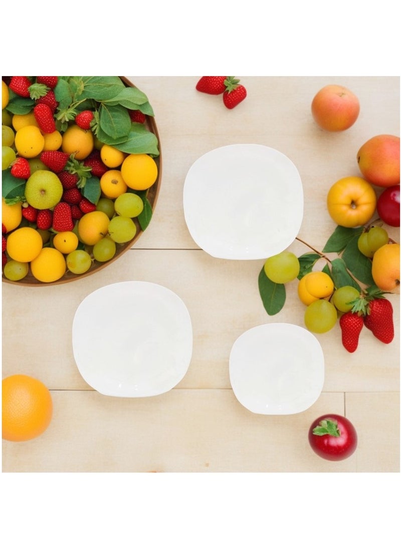 Melrich - Melrich 12 Peice Opal ware Dinner set Dishwahser Safe Microwave safe Dinner plate Dessert Plate Bowls BPA Free Easy to Clean - Image 1