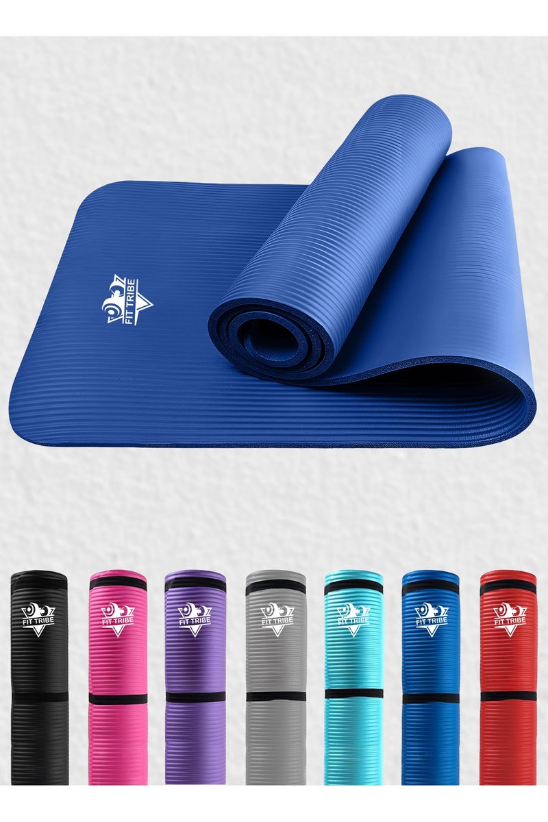 FIT TRIBE Yoga Mat Non Slip for Women & Men, Thick NBR Exercise Mat for Yoga, Pilates, Stretching & Home Workouts, High-Density Anti-Slip Workout Mat, Durable Gym Floor Fitness Mat (Blue) - Image 1