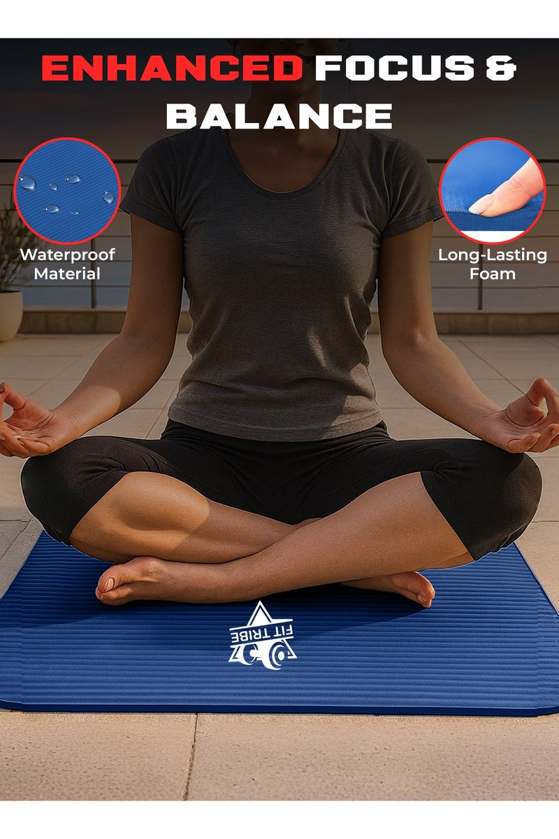 FIT TRIBE Yoga Mat Non Slip for Women & Men, Thick NBR Exercise Mat for Yoga, Pilates, Stretching & Home Workouts, High-Density Anti-Slip Workout Mat, Durable Gym Floor Fitness Mat (Blue) - Image 4