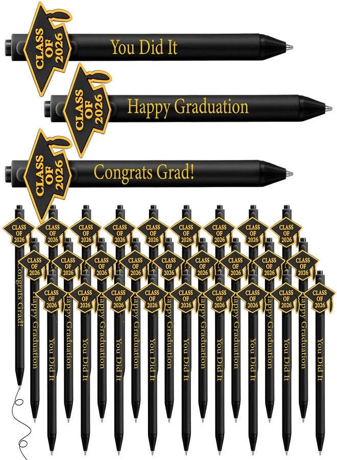 Sayglossy 30 Pcs Graduation Students Gifts Funny Pens Bulk with Sayings Ballpoint Inspirational Black Ink Pens for Student Class Employee Staff Teacher Office Supplies(Black) - Image 1