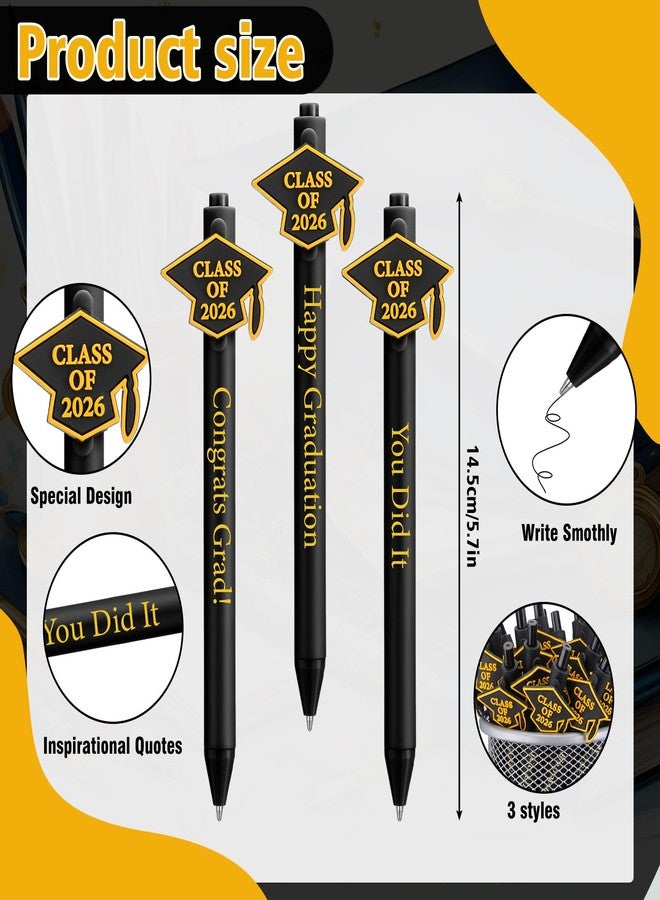 Sayglossy 30 Pcs Graduation Students Gifts Funny Pens Bulk with Sayings Ballpoint Inspirational Black Ink Pens for Student Class Employee Staff Teacher Office Supplies(Black) - Image 2