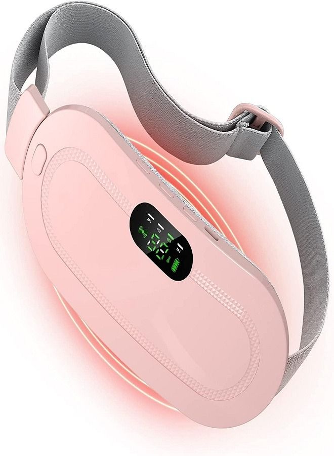 Generic Cordless Electric Heating Pad for Menstrual Pain Fast Heating Pad Belt with 3 Heating Levels and 4 Vibration Massage Modes for Back and Abdominal Pain Relief for Women and Girls (Pink) - Image 1