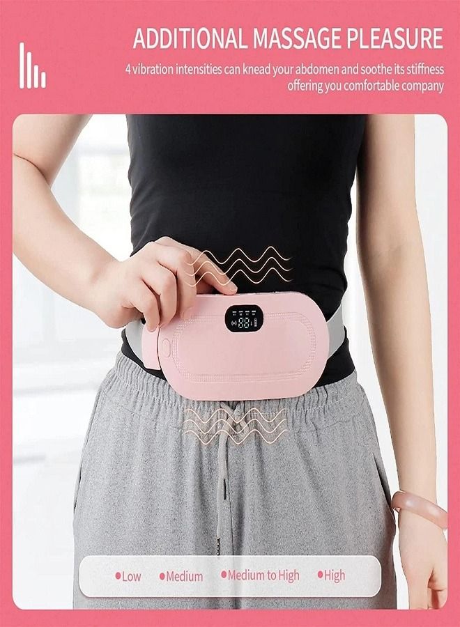 Generic Cordless Electric Heating Pad for Menstrual Pain Fast Heating Pad Belt with 3 Heating Levels and 4 Vibration Massage Modes for Back and Abdominal Pain Relief for Women and Girls (Pink) - Image 2