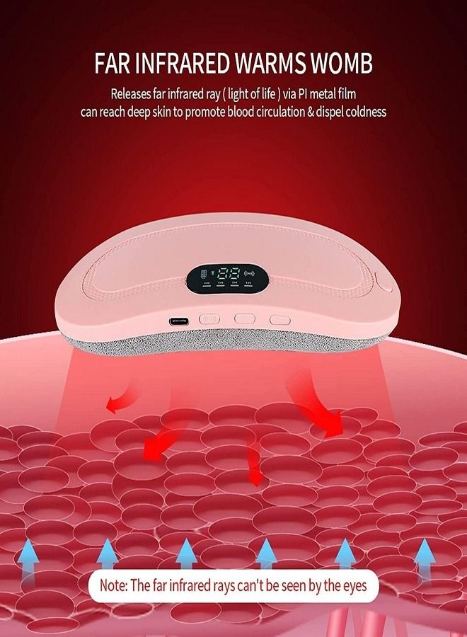 Generic Cordless Electric Heating Pad for Menstrual Pain Fast Heating Pad Belt with 3 Heating Levels and 4 Vibration Massage Modes for Back and Abdominal Pain Relief for Women and Girls (Pink) - Image 3