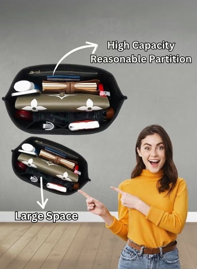 منظم داخلي لحقيبة اليد منظم حقيبة اللباد منظم المحفظة منظم حقيبة اليد لحقيبة اليد السريعة، حقيبة اليد الكبيرة، حقيبة اليد