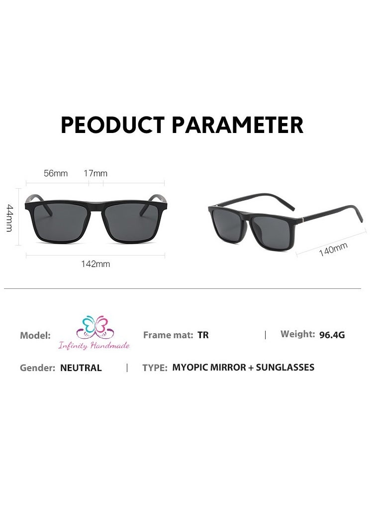 Generic Unisex sunglasses featuring a TR90 base frame with four magnetic replacement lenses in various colors, polarized sunglasses, superior UV400 protection, and an elegant leather case, perfect for a special gift. Exclusively from INFINITYHANDMADE.  - Image 3