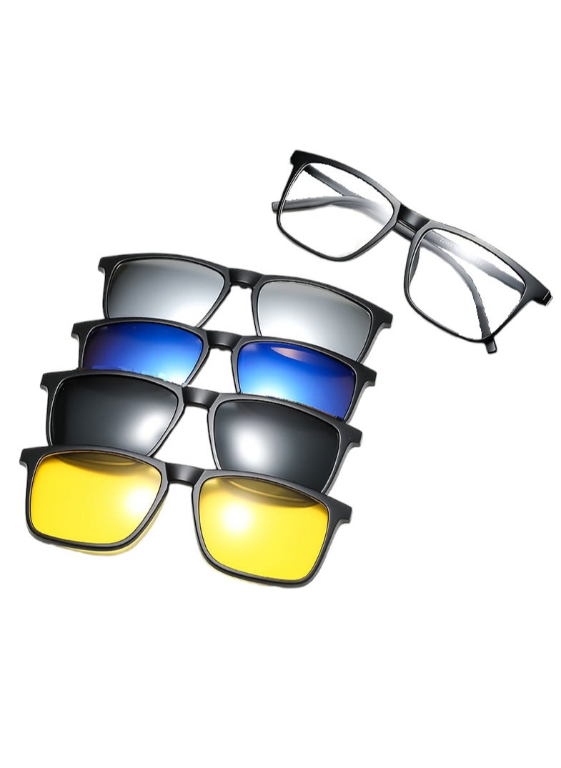 Generic Unisex sunglasses featuring a TR90 base frame with four magnetic replacement lenses in various colors, polarized sunglasses, superior UV400 protection, and an elegant leather case, perfect for a special gift. Exclusively from INFINITYHANDMADE.  - Image 1